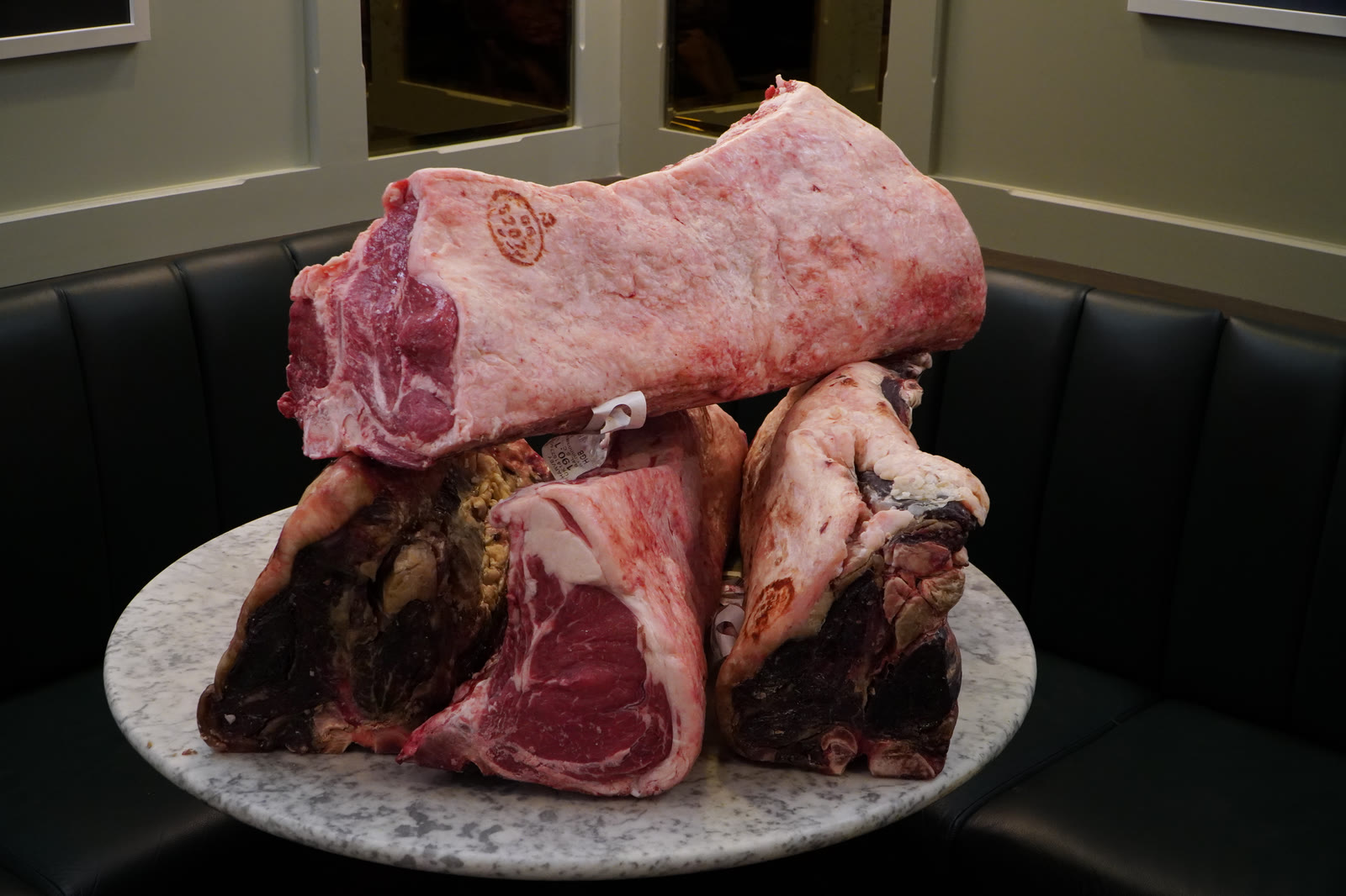 Dry aged steaks display